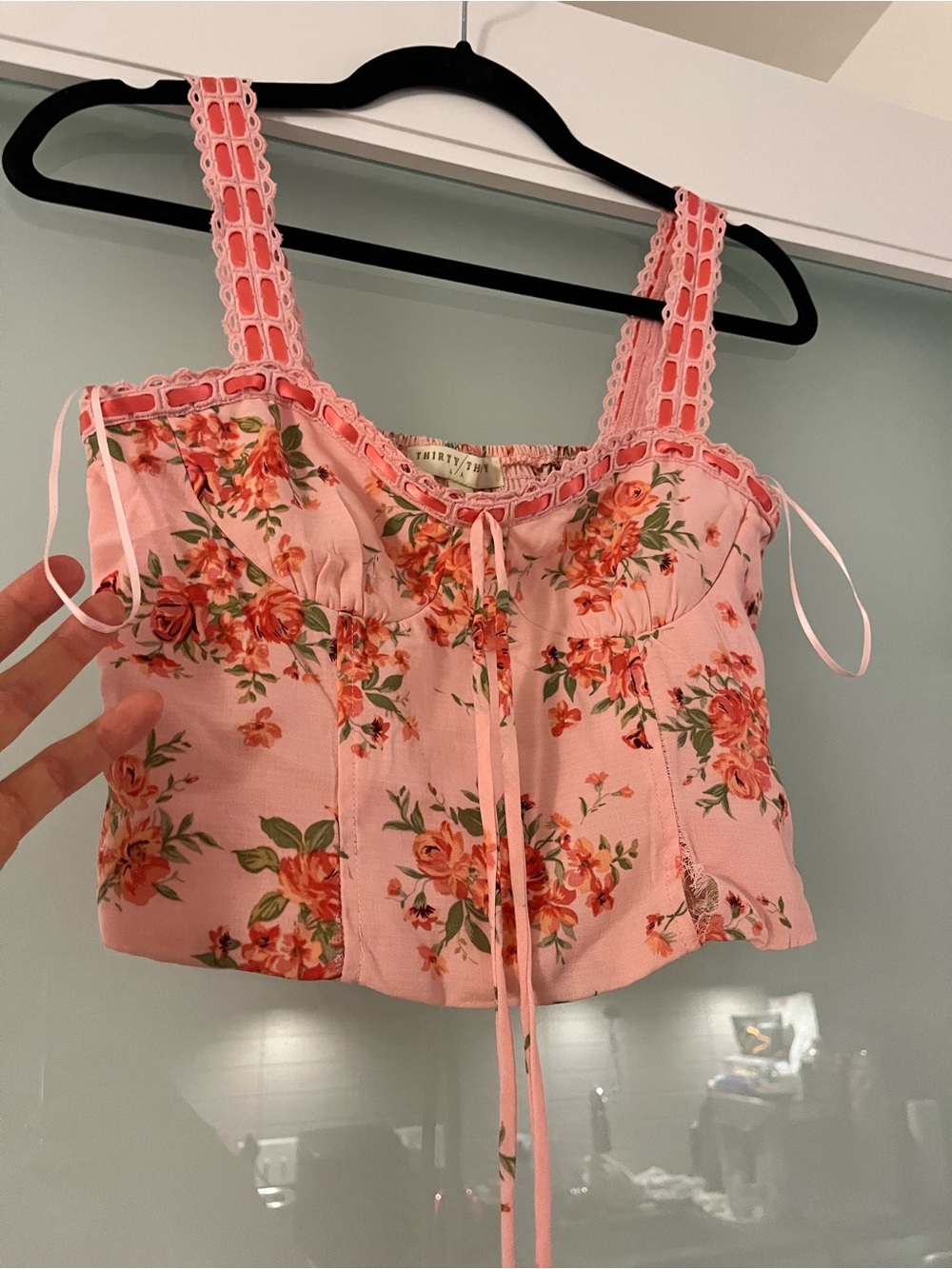 Pink Cottage core Crop Top - Picture 2 of 7